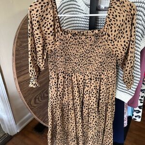 Kids Leopard Print Smocked Dress